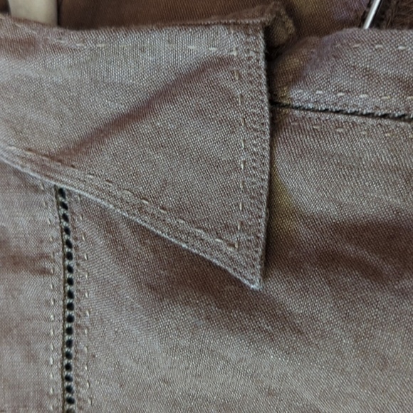 Eddie Bayer 100% Linen Botton Down V-Neck Top Brown Women's XS Lagenlook - Picture 8 of 14